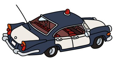 Vectorized el komik bir eski Amerikan polis araba çizimi