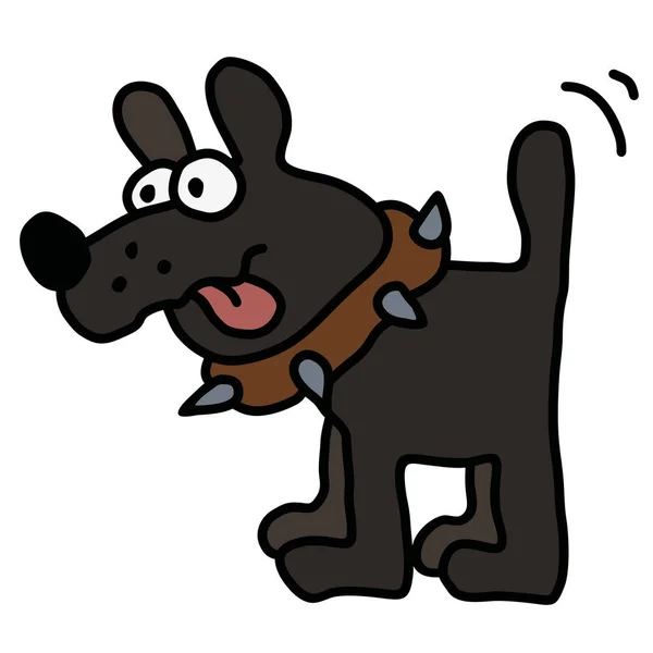 Desenho Mão Vetorizado Cão Preto Engraçado —  Vetores de Stock