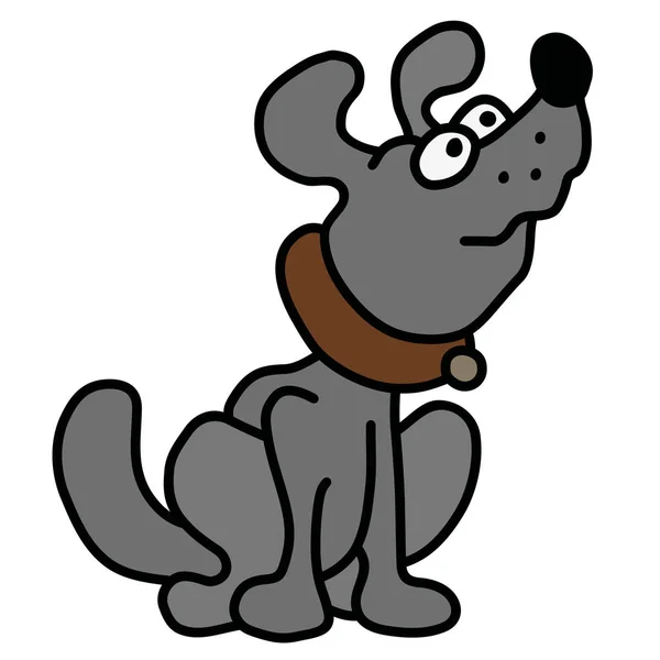 Vectorized Handtekening Van Een Grappige Grijze Hond — Stockvector