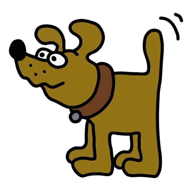 面白い黄色の犬のベクター化された手の描画 — ストックベクタ