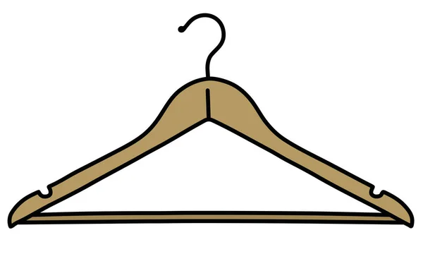 Vectorized Handtekening Van Een Klassieke Houten Hanger — Stockvector