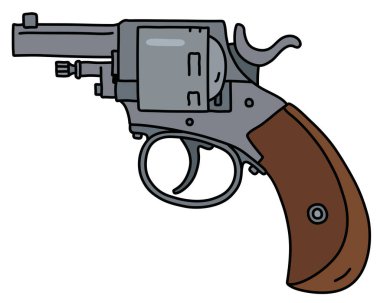 Klasik çelik kısa tabancanın el çizimi