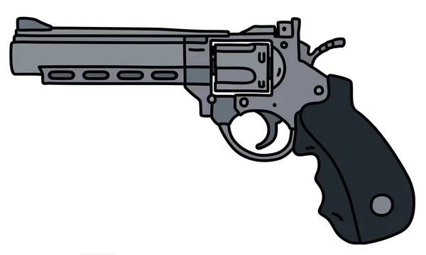 Disegno Mano Moderno Revolver Lungo Pesante Acciaio — Vettoriale Stock