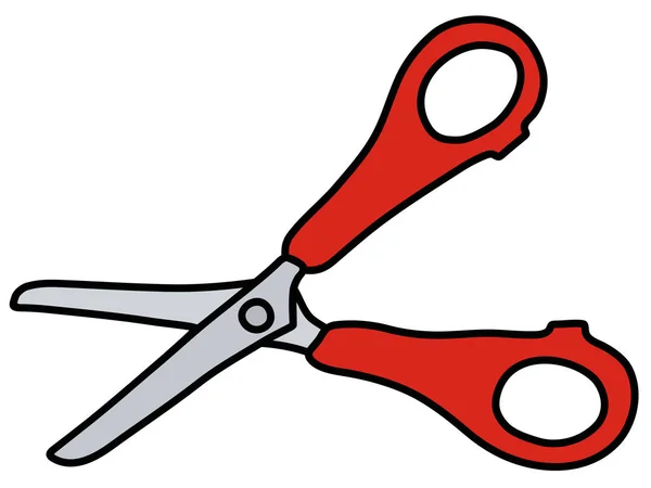 Wektoryzowany Rysunek Ręki Małego Czerwonego Nożyczek Dla Niemowląt — Wektor stockowy