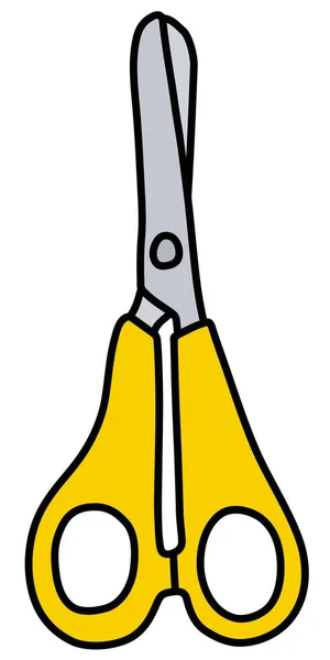 Vectorized Hand Drawing Small Yellow Baby Scissors — Stock Vector