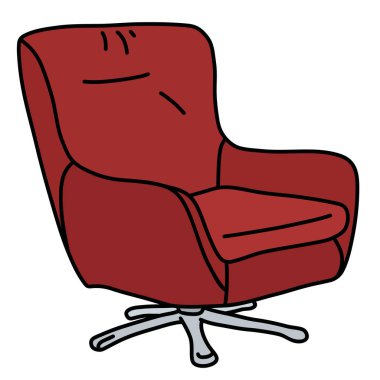 Kırmızı tasarlanmış rahat koltuğun vektörel el çizimi