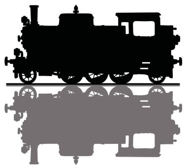 Bir vintage tank motoru buharlı lokomotif siyah siluet