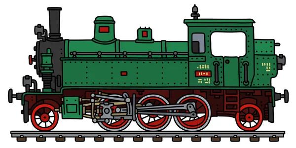 Retro Green Tank Motor Stoomlocomotief — Stockvector