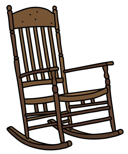 Vektorizovaný Ruční Výkres Staré Dřevěné Houpací Židle — Stockový vektor