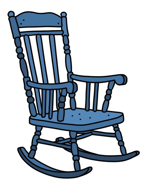 Ζωγραφισμένο Χέρι Σχέδιο Μιας Παλιάς Μπλε Ξύλινης Κουνιστή Καρέκλας — Διανυσματικό Αρχείο