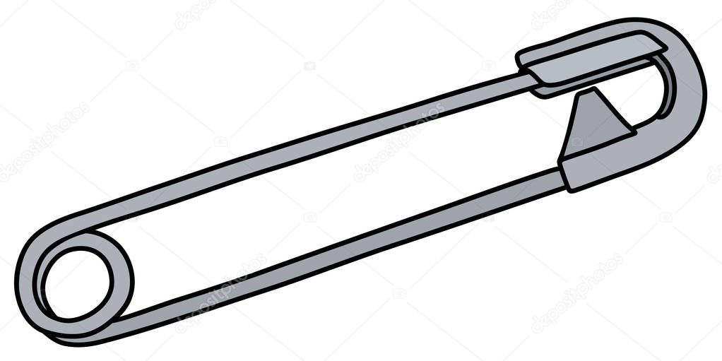 The vectorized hand drawing of a classic steel safety pin