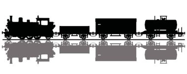 Bir vintage yük buharlı trensiyah siluet