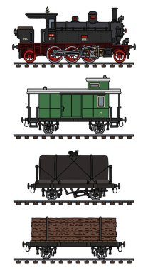 Klasik bir yük buharlı treninin vektörel çizimi
