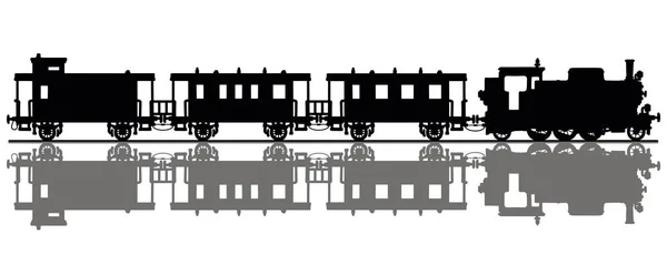 Μαύρη Σιλουέτα Ενός Vintage Συνοδηγού Τρένο — Διανυσματικό Αρχείο