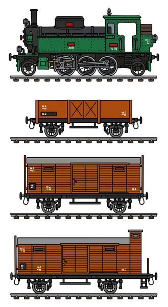 Vectorized Hand Drawing Vintage Freight Steam Train — Stock Vector