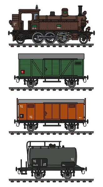 Die Vektorisierte Handzeichnung Eines Historischen Güterzuges lizenzfreie Stockvektoren