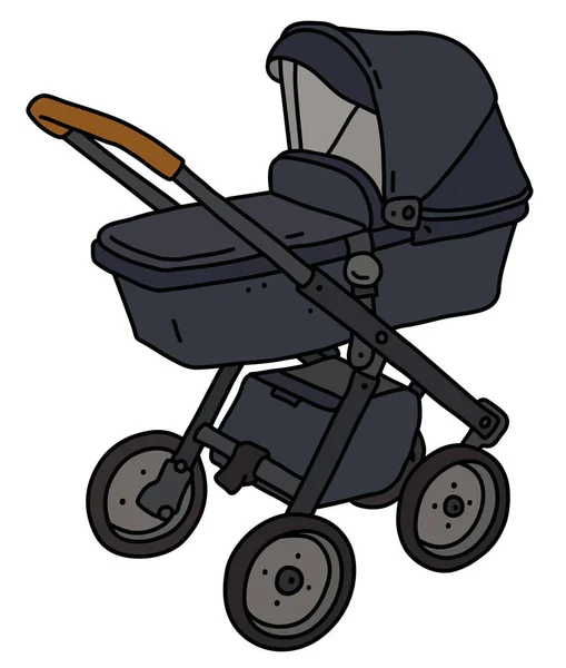 Vectorized Hand Drawing Black Stroller — Stock Vector