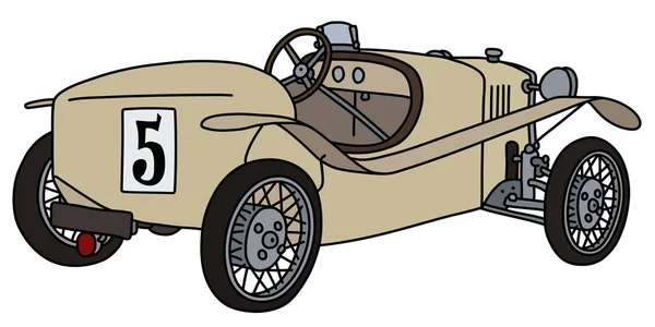 Vectorized Hand Drawing Vintage Cream Racecar — Stock Vector