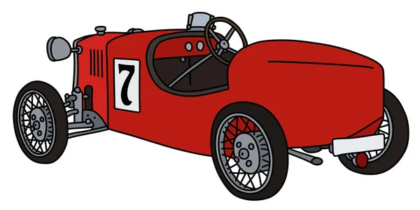 Векторизованный Ручной Рисунок Винтажного Красного Гоночного Автомобиля — стоковый вектор