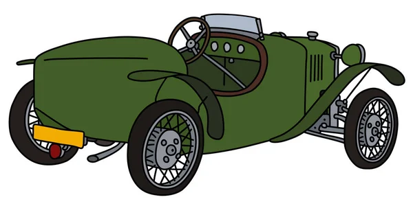 Desenho Mão Vetorizado Carro Esporte Verde Vintage — Vetor de Stock