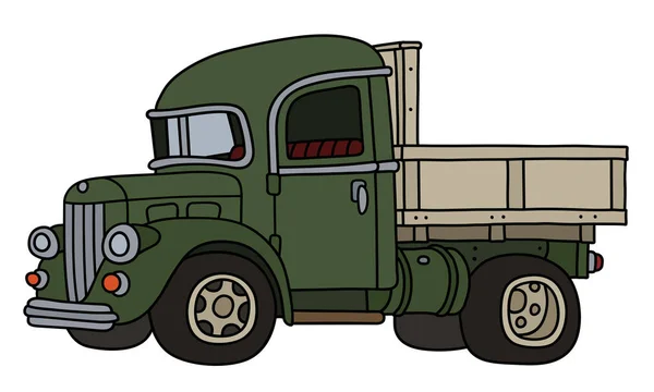 一辆老式绿色卡车的矢量手绘图 — 图库矢量图片