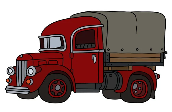 Vectorized Hand Drawing Vintage Red Delivery Truck — Stock Vector