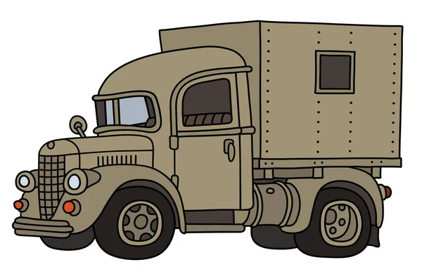 古典的な砂の軍用トラックのベクトル化された手描き — ストックベクタ