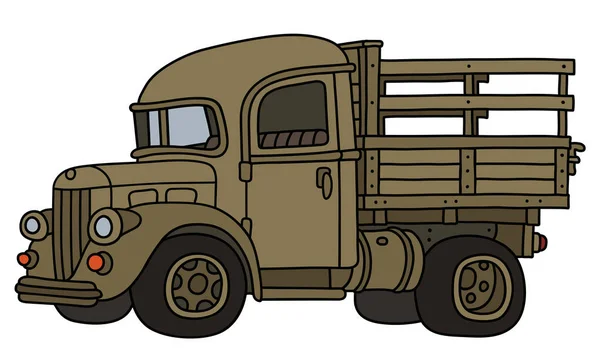 Desenho Manual Vetorizado Caminhão Militar Areia Clássico — Vetor de Stock