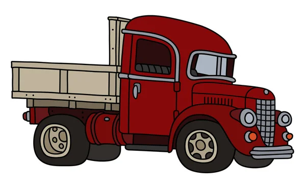 Disegno Mano Vettorializzato Camion Rosso Vintage — Vettoriale Stock