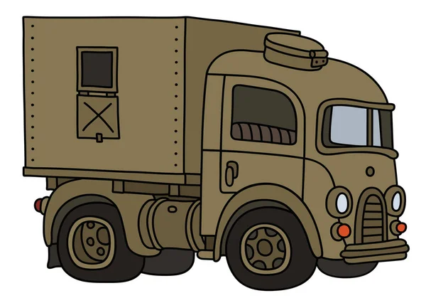 Vectorized Χέρι Σχέδιο Του Ένα Παλιό Άμμο Στρατιωτικό Φορτηγό — Διανυσματικό Αρχείο