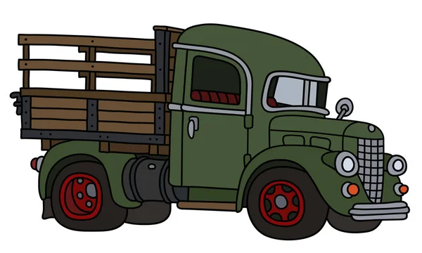 一辆旧绿色卡车的矢量手绘图 — 图库矢量图片