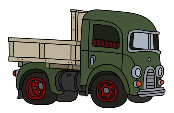 Dessin Vectorisé Main Camion Rétro Vert — Image vectorielle