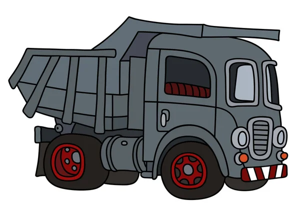 古い灰色のダンパートラックのベクトル化された手描き — ストックベクタ