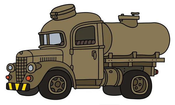 Gevectoriseerde Hand Tekening Van Een Grappige Oude Zand Militaire Tank — Stockvector