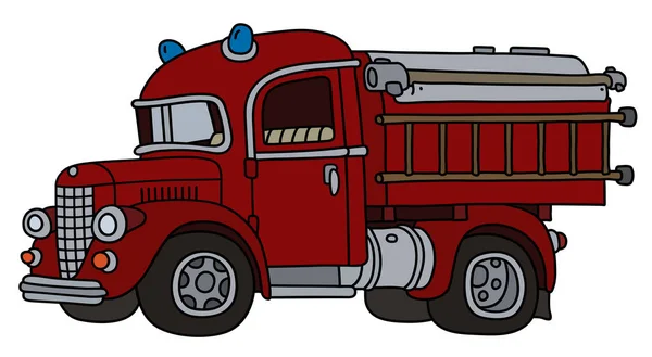 Dessin Vectorisé Main Vieux Camion Pompiers Rouge — Image vectorielle