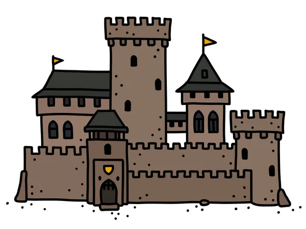 Dessin Vectorisé Main Vieux Château Pierre — Image vectorielle