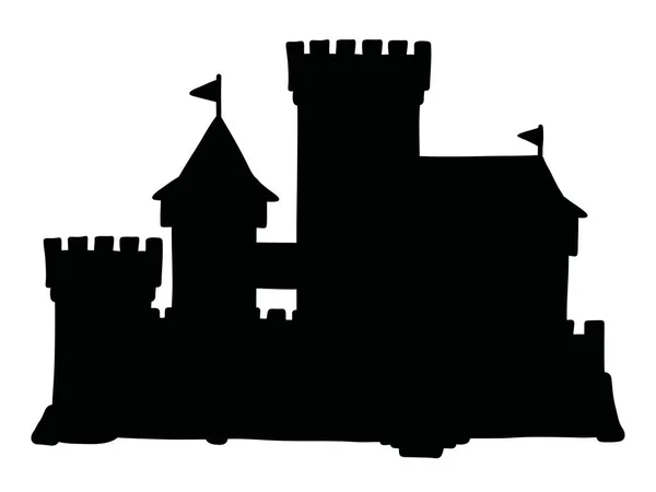 Silhouette Noire Vieux Château Pierre — Image vectorielle