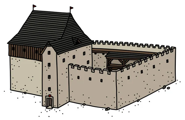 Disegno Mano Vettorializzato Vecchio Castello Pietra — Vettoriale Stock