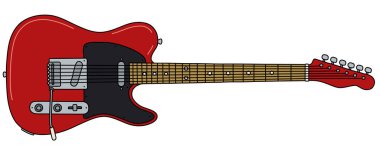 Klasik siyah ve kırmızı elektro gitarın vektörleştirilmiş el çizimi