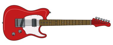 Klasik kırmızı elektro gitarın vektörleştirilmiş el çizimi