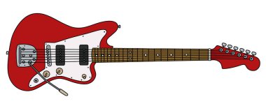 Kırmızı elektro gitarın vektörleştirilmiş el çizimi.