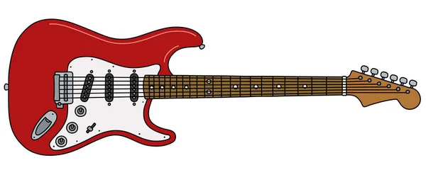 Vectorized Hand Drawing Classic Red Electric Guitar — Stock Vector