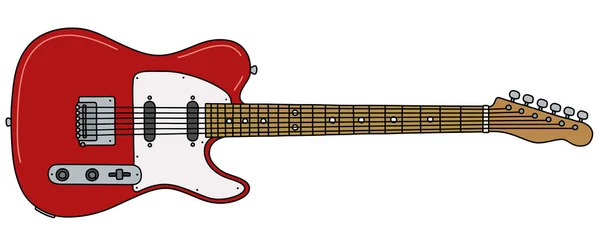 Dibujo Vectorizado Mano Una Guitarra Eléctrica Roja Clásica — Vector de stock
