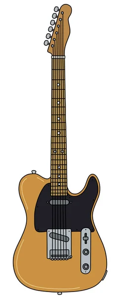 Dibujo Vectorizado Mano Una Guitarra Eléctrica Clásica Negra Amarilla — Vector de stock