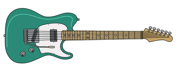 Vectorized Hand Drawing Classic Green Electric Guitar — Stock Vector