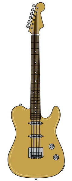 Die Vektorisierte Handzeichnung Einer Goldenen Gitarre — Stockvektor