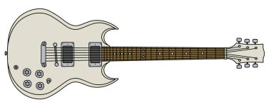 Beyaz elektro gitarın vektörleştirilmiş el çizimi.