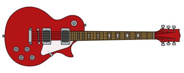 Klasik kırmızı elektro gitarın vektörleştirilmiş el çizimi