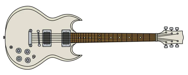 Dibujo Vectorizado Mano Una Guitarra Eléctrica Blanca — Vector de stock