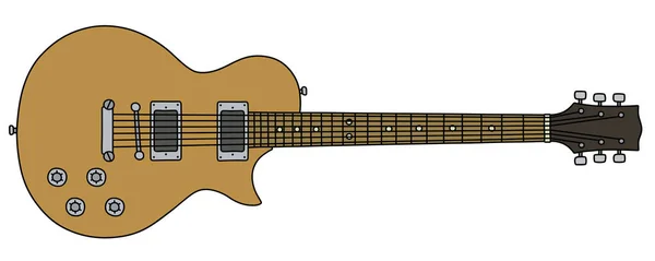 Dibujo Vectorizado Mano Una Guitarra Eléctrica Dorada — Vector de stock